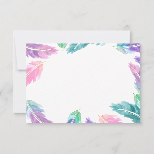 Plumes d'aquarelle peinte mariage RSVP (Dos)