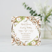 Plumes de coton rustique Invitation à la douche nu (Debout devant)