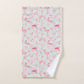 Plumes de Flamant rose sur le pois (Serviette à main)