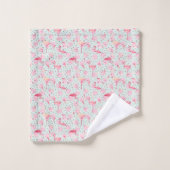 Plumes de Flamant rose sur le pois (Gant de toilette)
