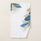 Plumes de paon bleu Aquarelle peinte à la main (Serviette à main)