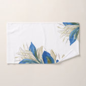 Plumes de paon bleu Aquarelle peinte à la main (Serviette à main)