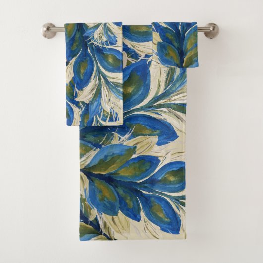 Plumes de paon bleu Aquarelle peinte à la main (En situation)