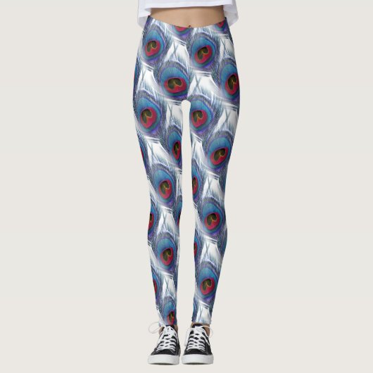 Plumes de paon bleu Leggings (Devant)