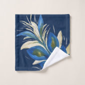 Plumes de paon Bonne Fortune Aquarelle (Gant de toilette)