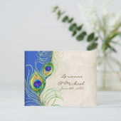 Plumes de paon Carte de réponse RSVP Royal Damask (Debout devant)