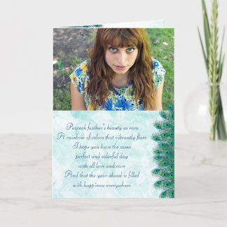 Plumes de paon d'anniversaire carte photo
