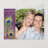 Plumes de paon Enregistrer la date Invitation Cart (Devant)