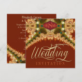 Plumes de paon et Faire-part de mariage en dentell (Devant / Derrière)