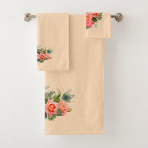 Plumes de paon et roses