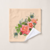 Plumes de paon et roses (Gant de toilette)