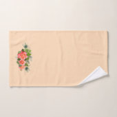 Plumes de paon et roses (Serviette à main)