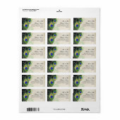 Plumes de paon Mariage moderne Étiquettes correspo (Feuille entière)