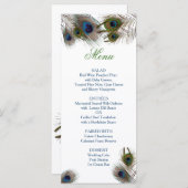 Plumes de paon, Menu Mariage personnalisé (Devant / Derrière)