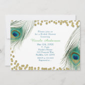 Plumes de paon & points dorés Invitation Boho Glam (Devant)