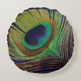 plumes de paon rond décor maison coussin