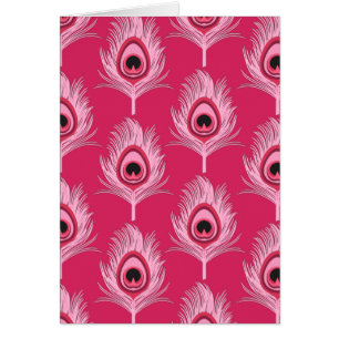 Plumes de paon, rose pastel sur rose Fuchsia