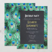 Plumes de paon sauvage exotique Invitation de fête (Devant / Derrière)