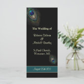 Plumes de paon sur le programme de mariage noir (Debout devant)