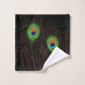 Plumes de paon sur noir  (Gant de toilette)