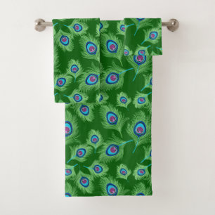 Plumes de paon vert émeraude au bleu et au citron 