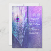 Plumes de paon violet Glam Boho Invitations (Devant)