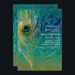 Plumes de Peacock Bleu Turquoise Gold Invitations<br><div class="desc">Peacock Feather Blue Turquoise Gold Invitations exotiques. Éléments correspondants disponibles.</div>