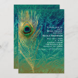 Plumes de Peacock Bleu Turquoise Gold Invitations<br><div class="desc">Peacock Feather Blue Turquoise Gold Invitations exotiques. Éléments correspondants disponibles.</div>