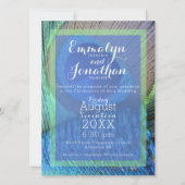 Plumes de Peacock Vibrant Invitation moderne (Devant)