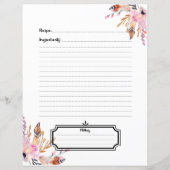 Plumes de sauce rose pâle blanc feuille de recette (Dos)