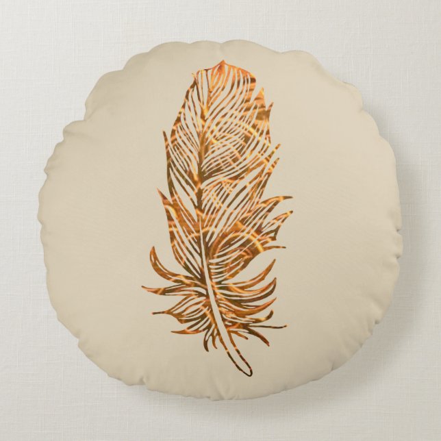 Plumes d'or Art Coussin rond (Devant)