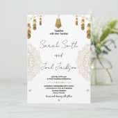 Plumes d'or et mariage d'art Invitations (Debout devant)