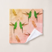 Plumes dorées de colibri vert (Gant de toilette)