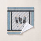 Plumes en crème, gris et bleu (Gant de toilette)