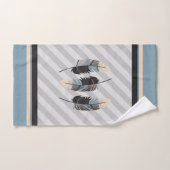 Plumes en crème, gris et bleu (Serviette à main)