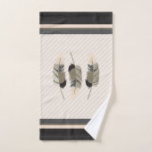 Plumes en crème, gris et noir (Serviette à main)
