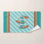 Plumes en Turquoises stries et couleurs du désert. (Serviette à main)