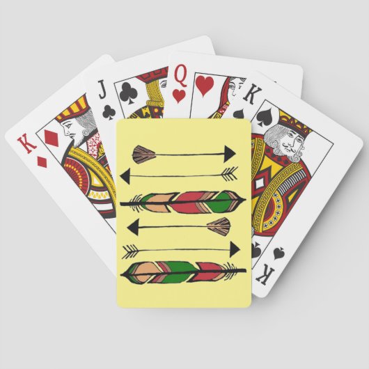 Plumes et cartes de jeu de flèches (dos)