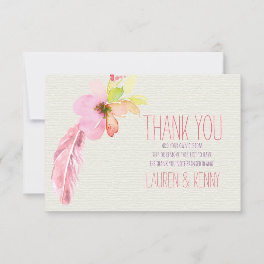 Plumes et cartes de Merci de fleurs (Devant)