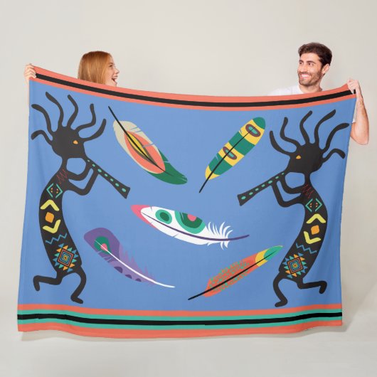 Plumes et couverture en polaire Kokopelli (En situation)