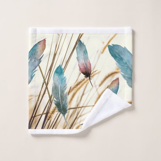 Plumes et herbe (Gant de toilette)