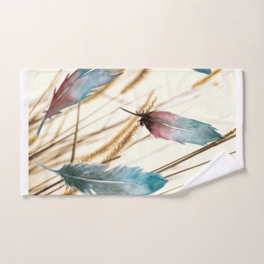 Plumes et herbe (Serviette à main)