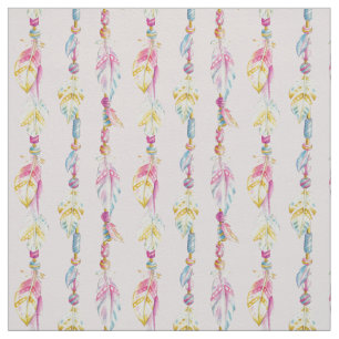 Plumes et tissu d'art d'aquarelle de perles