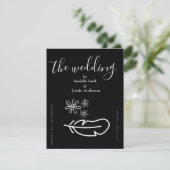 Plumes Florales Faire-part de mariage noir et blan (Debout devant)