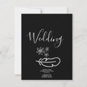 Plumes Florales Faire-part de mariage noir et blan (Dos)