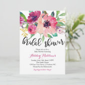 Plumes florales Floral Bridal Shower Invitation (Debout devant)