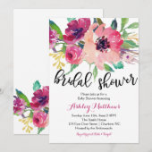 Plumes florales Floral Bridal Shower Invitation (Devant / Derrière)