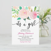 Plumes florales Invitation Baby shower floral (Debout devant)