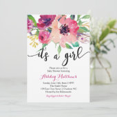 Plumes florales Invitation Baby shower floral (Debout devant)