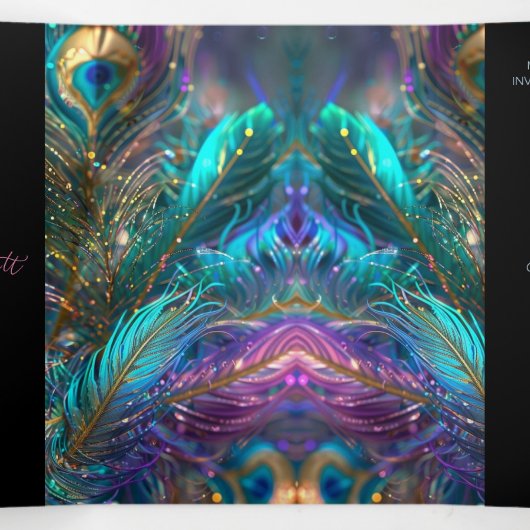 Plumes glamour Douceur 16 Invitation de fête (Intérieur au milieu)